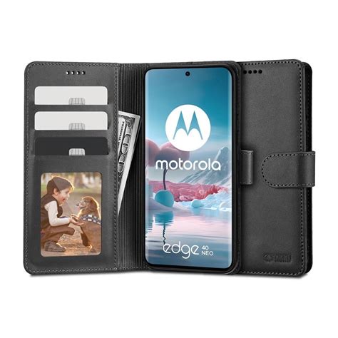 Tech Protect Wallet Motorola Edge 40 Neo 5G Lompakkokotelo Musta