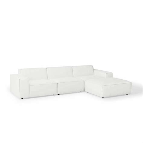 4-Piece Sectional Sofa In White Fabric - AptDeco