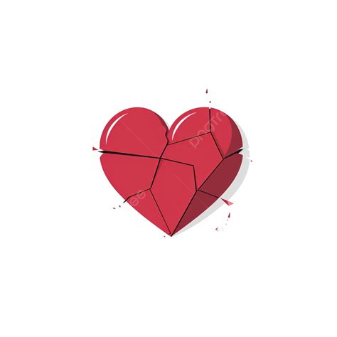 Broken Heart Illustration In Minimal Style Heart Valentine Shape Png