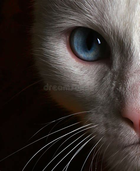 Foto Da Face Do Gato Branco Olhos Azuis Foto De Stock Imagem