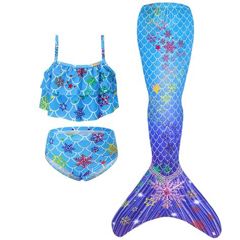 Muxiin Tail Swimsuit For Girls Fish Tail Set Sling Bikini Fish Scale Girls Pc Swimsuits Bathing