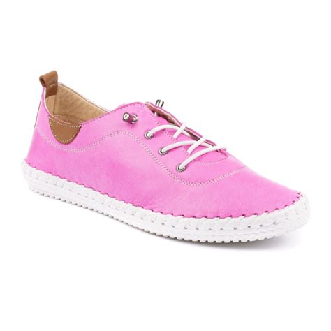 St Ives Fuchsia Leather Plimsoll Ladies Shoes From Lunar Shoes Uk