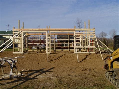 24 X 32 X 10 Steel Standard Barn Construction Michigan Burly Oak