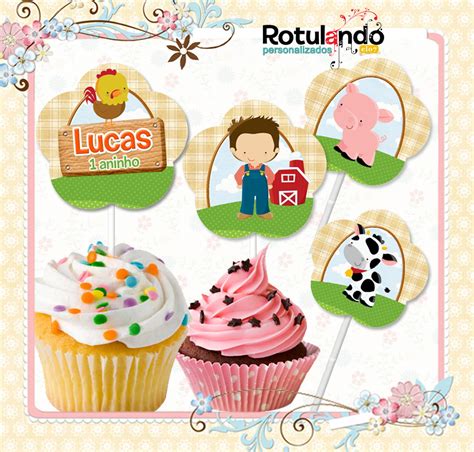 Topper Cupcake Fazendinha Baby Elo Produtos Especiais