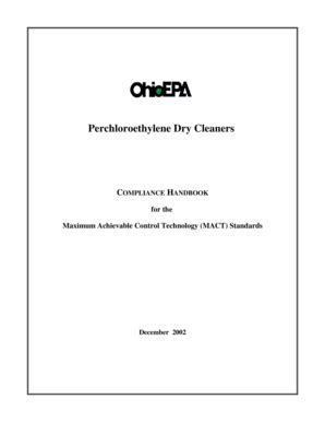 Fillable Online Web Epa Ohio Dry Cleaners Compliance Handbook Ohio