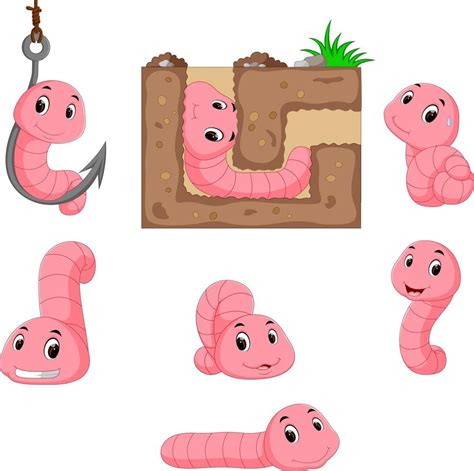 Collection Of Worm Cartoon 12850380 Vector Art At Vecteezy