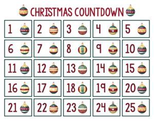 Printable Christmas Numbers 1 To 31 - Printable JD