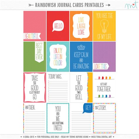 Journaling Cards Printable