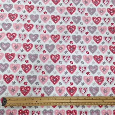 Flowers On Heart Cotton Poplin Weight Cotton The Cheap Shop Tiptree