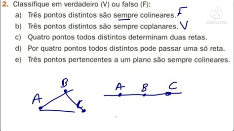 2 Classifique Em Verdadeiro V Ou Falso F A Três Pontos Distintos