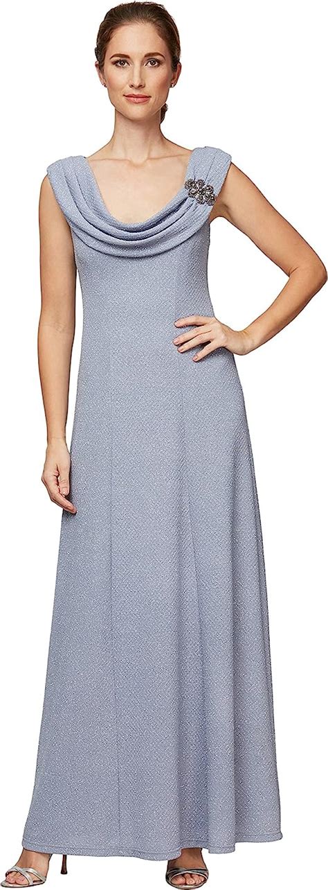 Alex Evenings Womens Long Metallic Knit Mother Of The Bride Dress