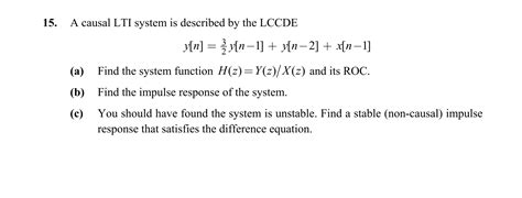 Solved A Causal LTI System Is Described By The LCCDE Y N Chegg