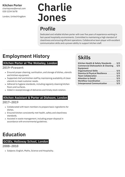 Kitchen Porter Cv Examples And Uk Templates 2025 ·