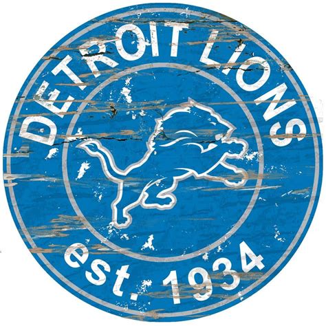 Adventure Furniture 24 Nfl Detroit Lions Round Distressed Sign N0659 Det The Home Depot