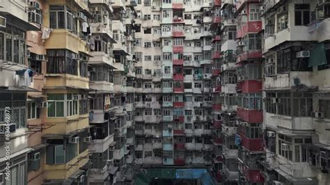 Aerial Of An Old Apartment Complex Called Yick Fat On Quarry Bay Hong