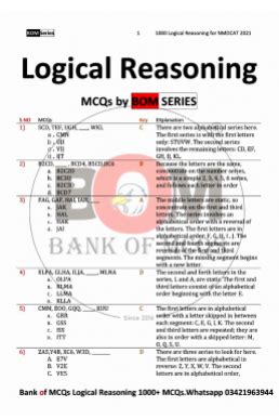 Bom Nmdcat Logical Reasoning Mcqs Book Taleem