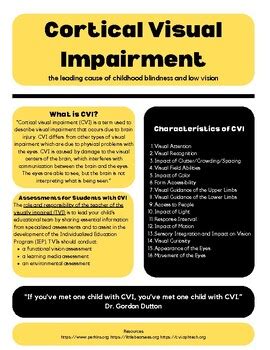 Cortical Visual Impairment Fact Sheet By Miss Stich Tvi Tpt