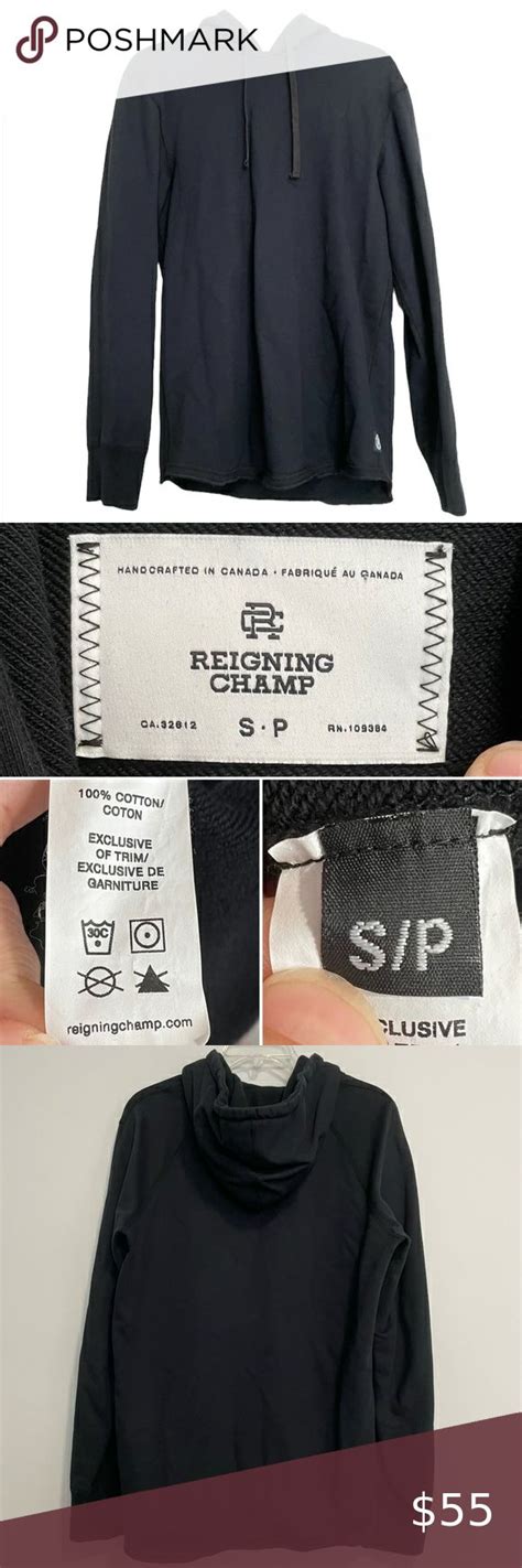 Reigning Champ Hoodie Sweatshirt Mens Small Black Athletic Active