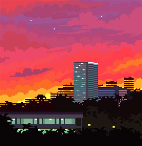 City Skyline, Pixel art, 2018. : r/Art