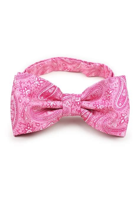 Geranium Paisley Menswear Set 6 Pc Paisley Tie Set In Hot Pink Bows N