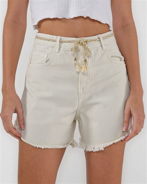 Riachuelo Short Jeans Color Juvenil Barra Desfiada Bege Y C By