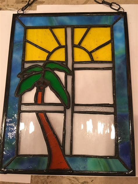 Stained Glass Palm Tree In Window Etsy