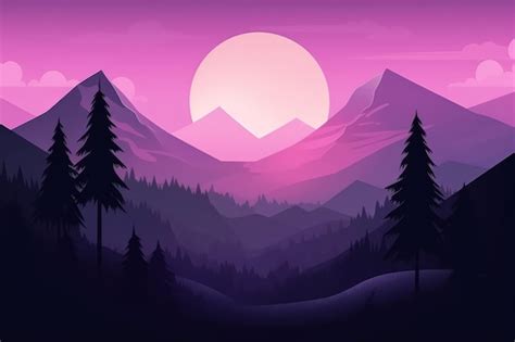 Premium AI Image | Flat style abstract minimalistic aesthetic mountains landscape background