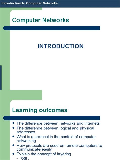 Introduction Computer Networks Year1 Pdf Osi Model Internet