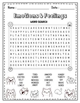 Emotions And Feeling Word Search Emoji Word Search Puzzle Worksheet