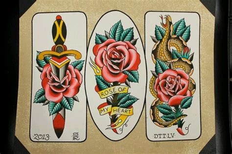 Traditional Rose Tattoo Flash By Steve Rieck Las Vegas Traditional