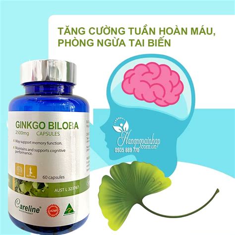 Bổ não Ginkgo Biloba Careline 2500mg của Úc 60 viên