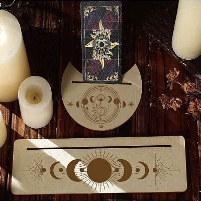 Wholesale GORGECRAFT 2PCS Wooden Card Stand For Tarot 5 Moon Shape And