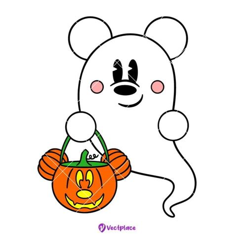 Mickey Mouse Ghost With Pumpkin Svg Halloween Svg Cut File Cricut