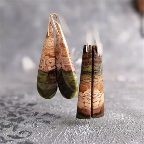 Natural Red Creek Jasper Earrings Silver Gold Or Rose Gold Earrings