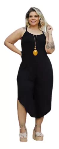 Roupa Feminina Plus Size Macac O Pantacourt Manga Gordinha