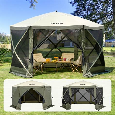 Vevor Pop Up Gazebo Tent Pop Up Screen Tent 6 Sided Canopy Sun Shelter