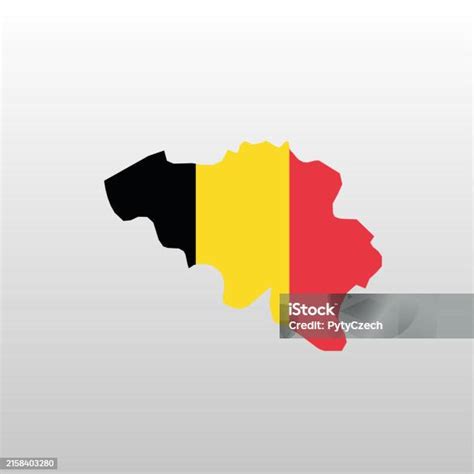 Belgium National Flag In Country Map Silhouette Stock Illustration