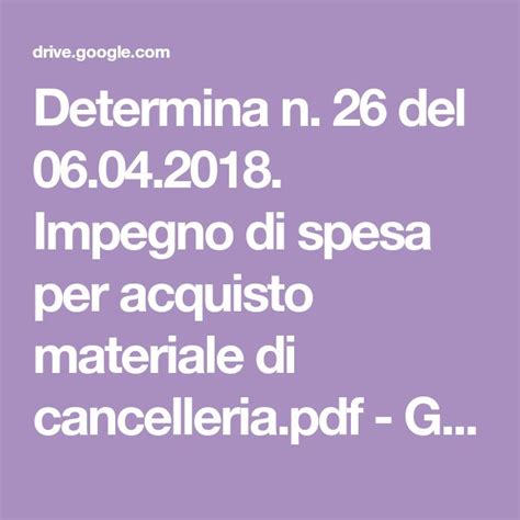 Determina N 26 Del 06 04 2018 Impegno Di Spesa Per Acquisto Materiale