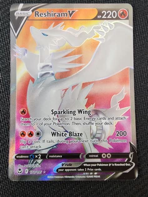 Pokemon Card Reshiram V 172195 Silver Tempest Nm Ultra Rare 1099