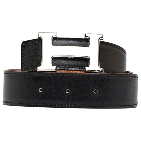 Herm S Hermes Black Constance Reversible Belt Leather Pony Style