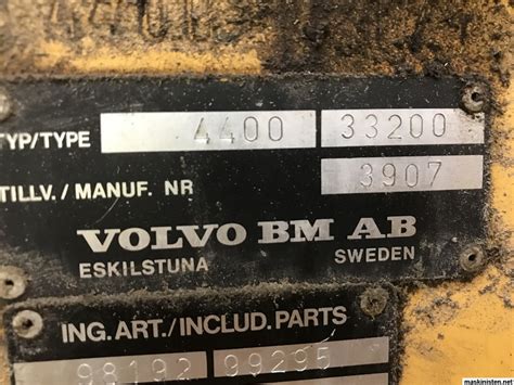 Bestämma årsmodell Volvo BM 4400 Maskinisten