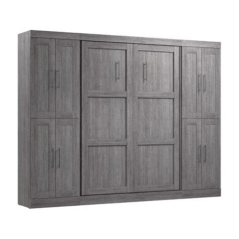 Bestar Pur Engineered Wood Full Murphy Bed With Storage Cabinets In