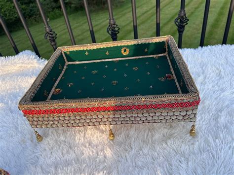 Green Wedding Tray Nikkah Thaal Henna Cones Tray Indian Wedding