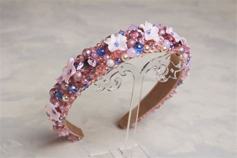 Beaded Headbands For Women Jewelled Headband Pink Embellished Hairband