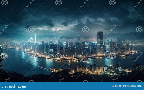 City Skyline at Night Country Marina at Night Stock Illustration ...