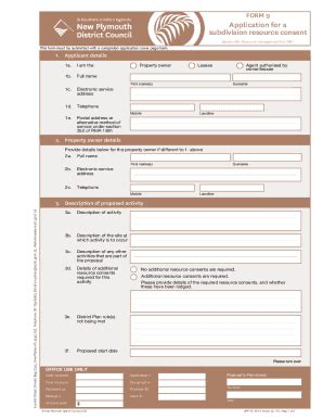 Fillable Online FORM 9 APPLICATION FOR RESOURCE CONSENT UNDER SECTION