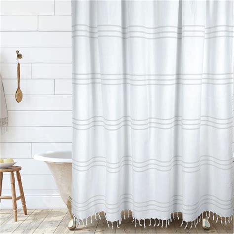 Hall And Perry Modern Farmhouse Tassel Shower Curtain 100