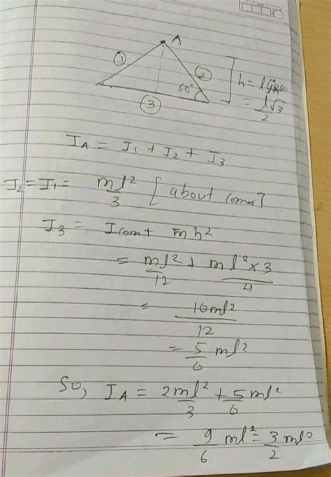 Three Identical Rods Each Of Mass M And Length Are Joined To Form