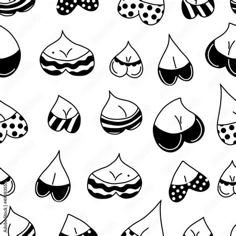 Breast Boobs Doodle Seamless Pattern Hand Drawn Female Breasts In