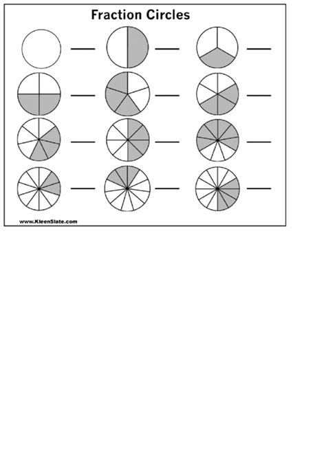 Fraction Circles Template Three Columns Printable Pdf Download